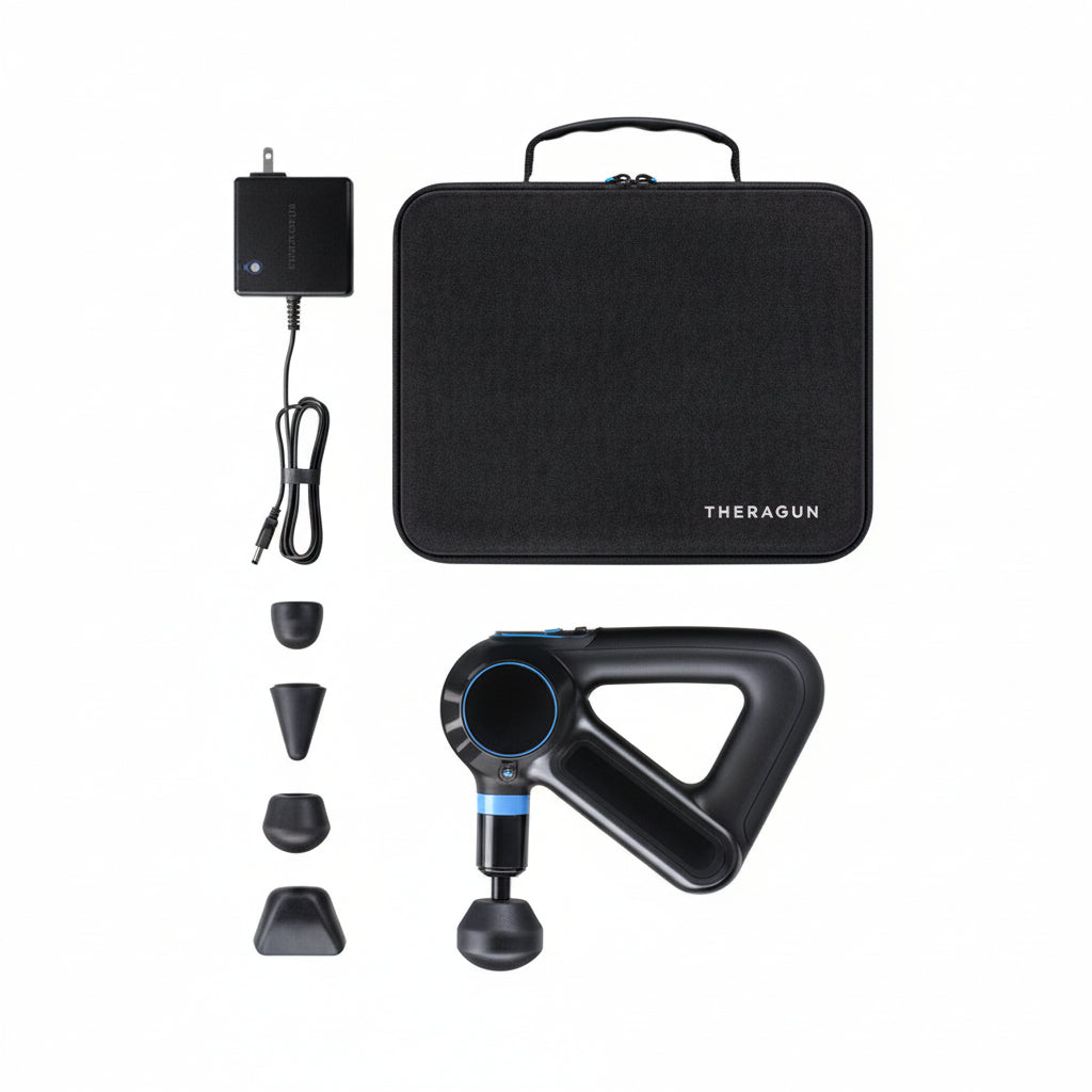 Therabody Elite massage gun set with carrying case, charger and five attachments