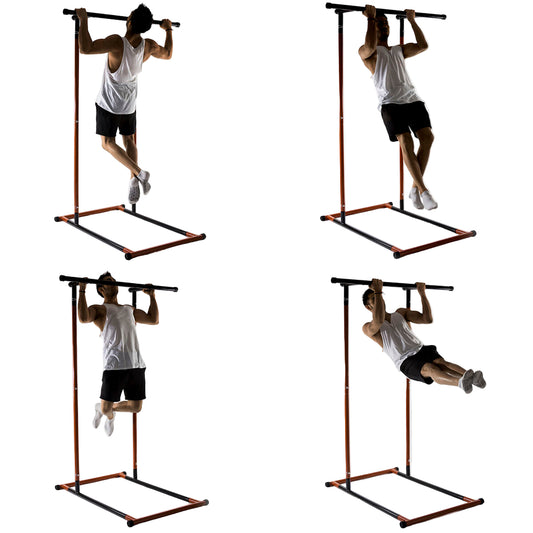 Different pull-up variations demonstrated on the Flexora full body pull-up station