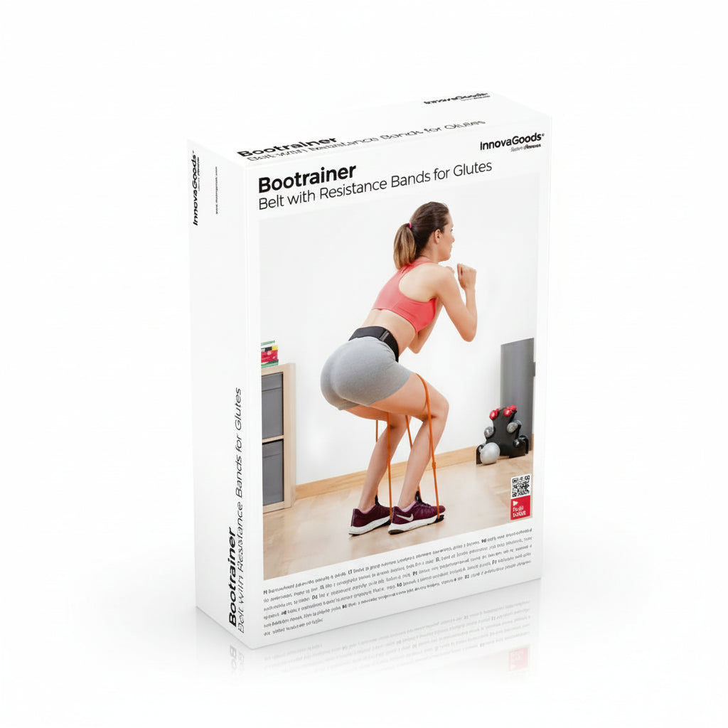 Bootrainer belt with resistance bands for glutes – product box on a white background