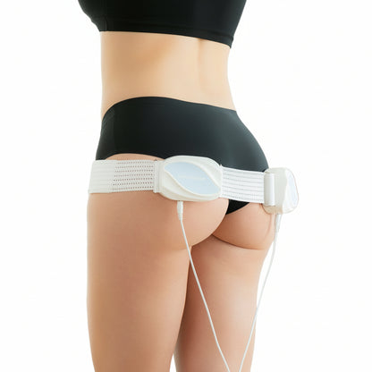 Flexora vibrating massage belt worn around the hips and glutes
