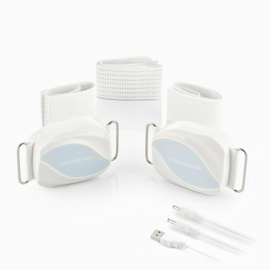 Flexora vibrating massage belt modules with elastic straps and USB cables

