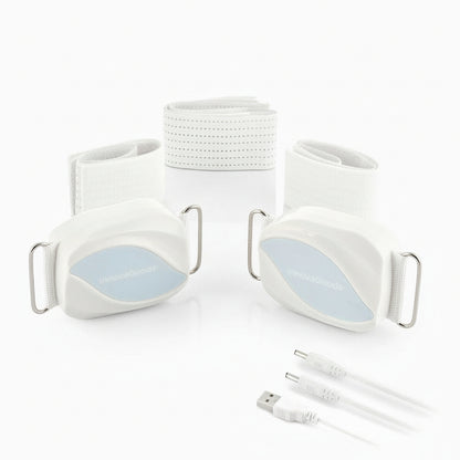 Flexora vibrating massage belt modules with elastic straps and USB cables
