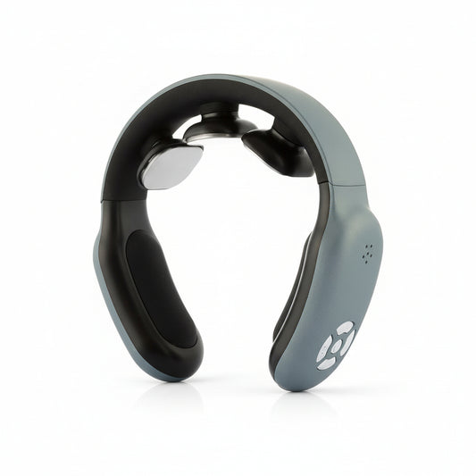 Flexora rechargeable neck massager in grey on a white background